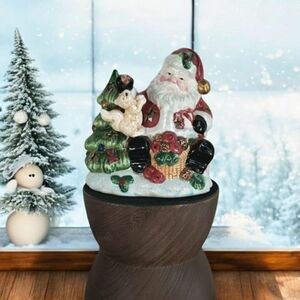 Santa Claus Ceramic Tea Light Candle Holder 5.5" Nwot